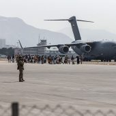 A plane on the runway in Afghanistan