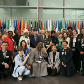 Participants in ICC Gender Persecution Roundtable, with Prosecutor Karim A.A. Khan and Special Advisor on Gender Persecution Lisa Davis at center.