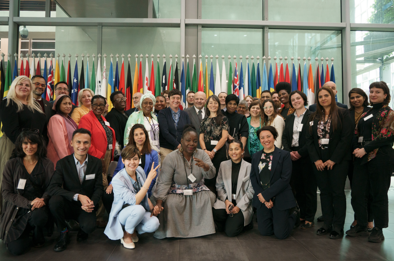 Participants in ICC Gender Persecution Roundtable, with Prosecutor Karim A.A. Khan and Special Advisor on Gender Persecution Lisa Davis at center.