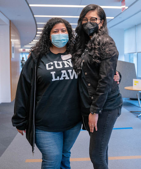 Joanna Lopez ’20 and Soukaina Sourouri ’20 pose with masks