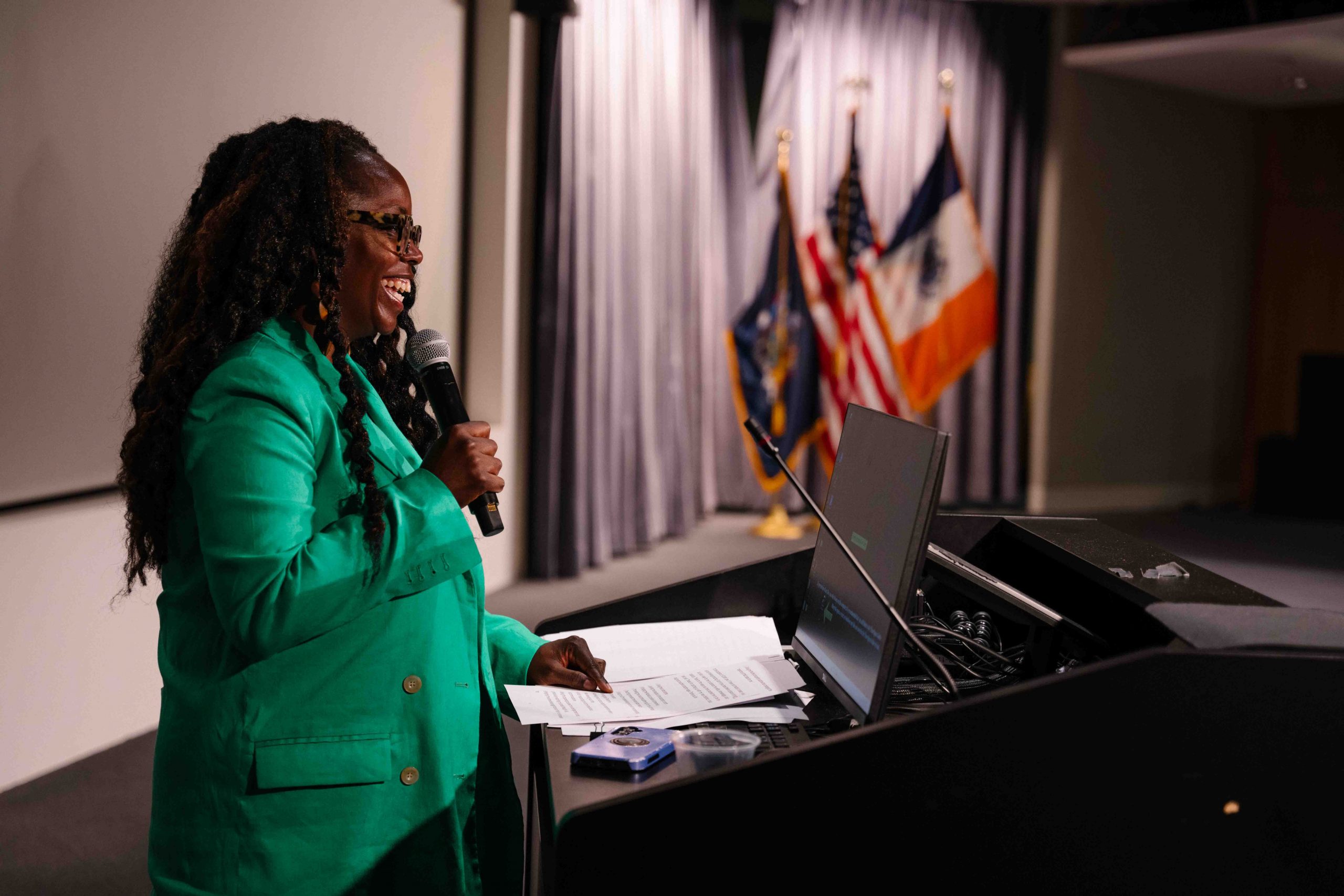 Ashley Weave gives a speech at Student Grad Night, 2024.