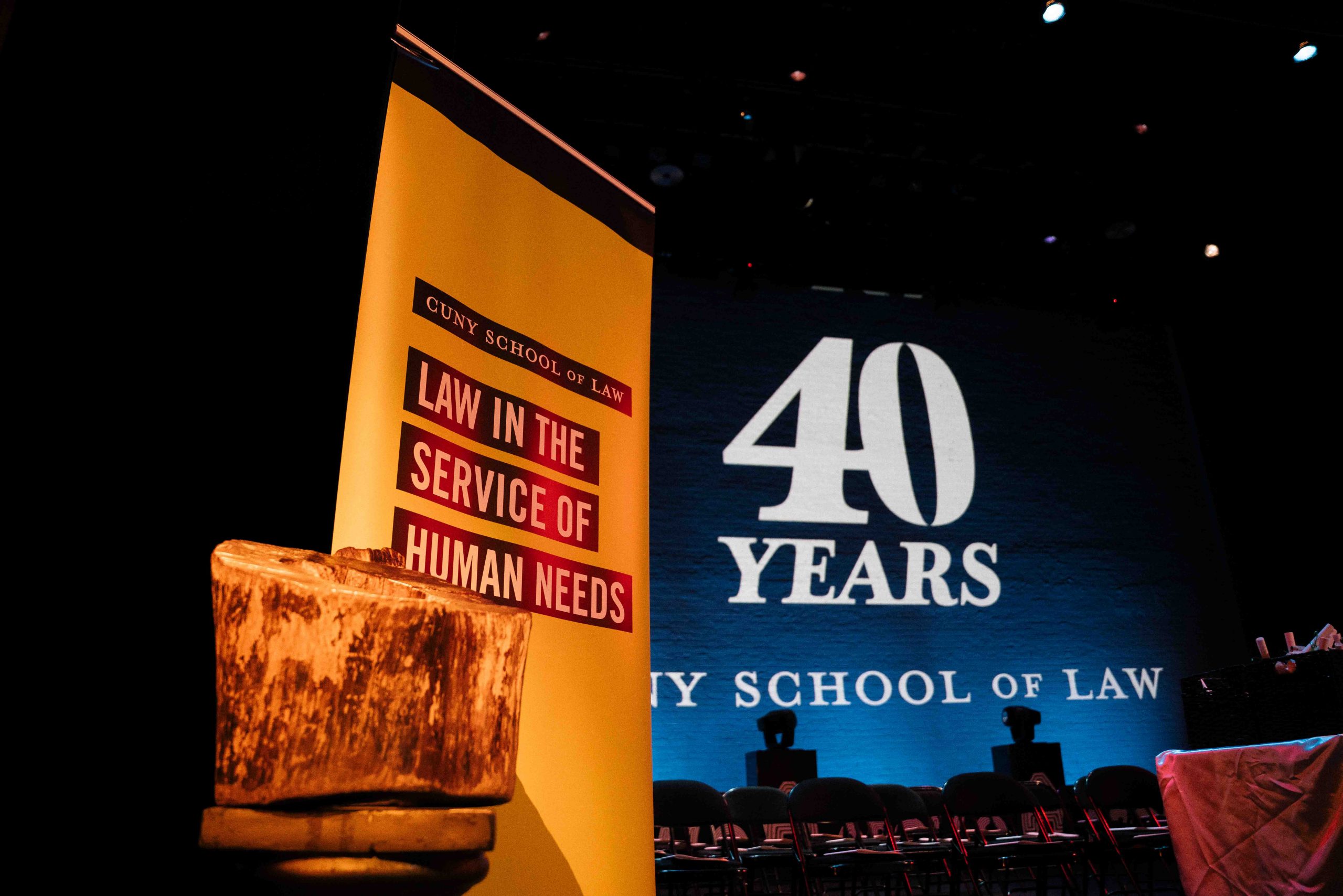 the stage of the Apollo Theater at CUNY School of Law's Commencement