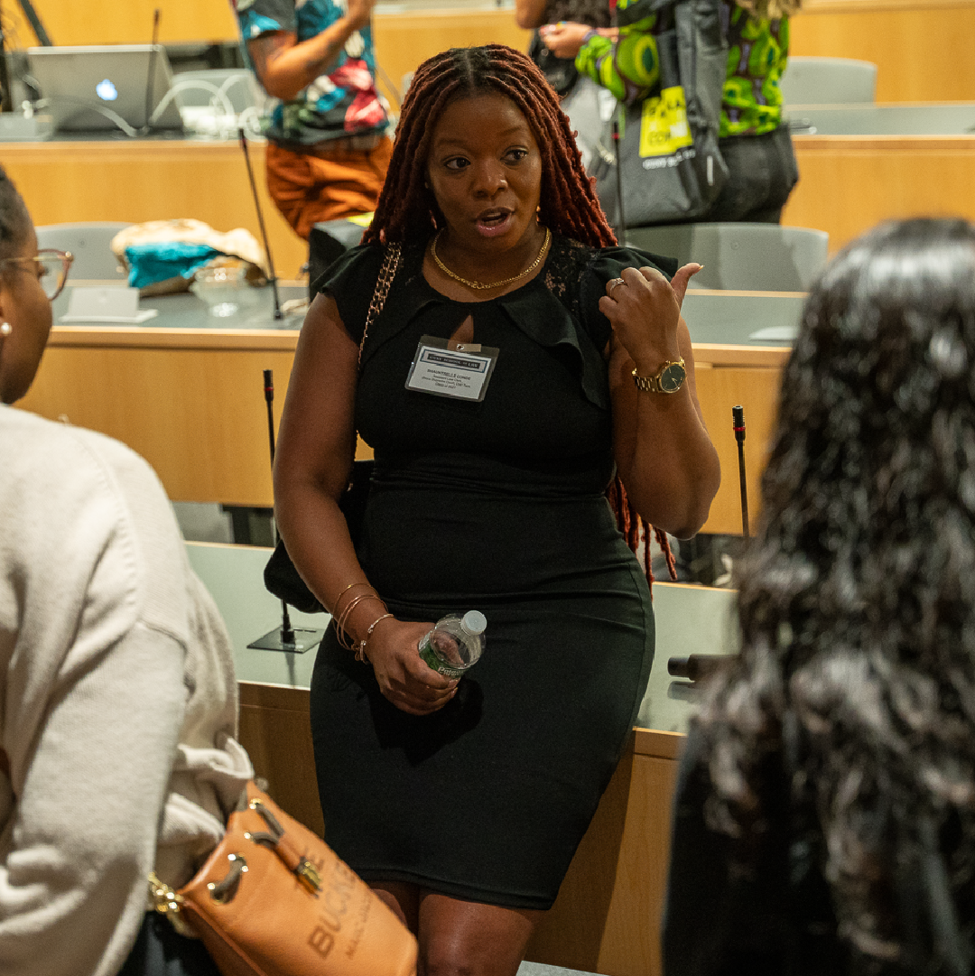 An alumna speaks with CUNY Law students about her career path