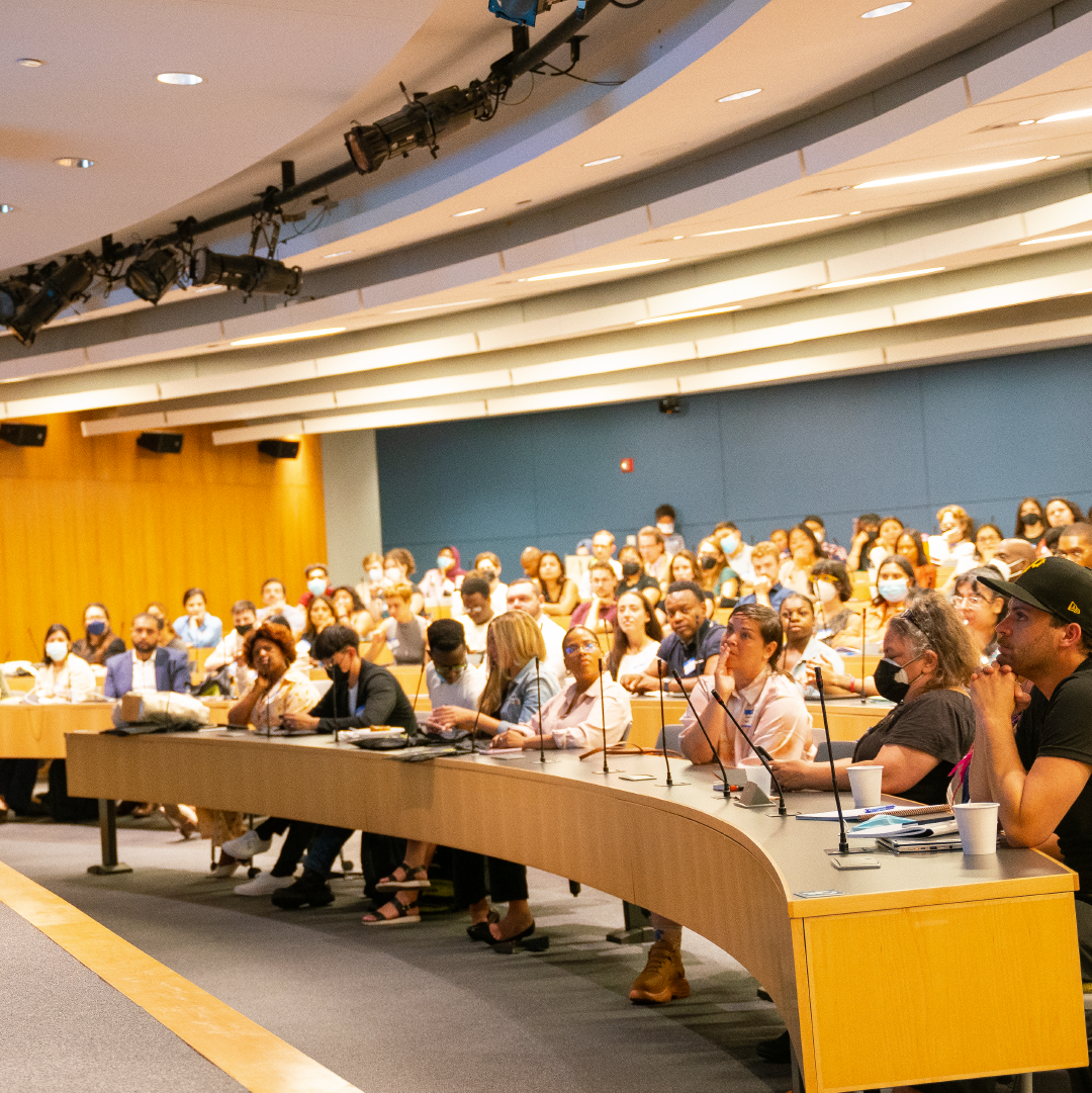 A full auditorium at CUNY School of Law