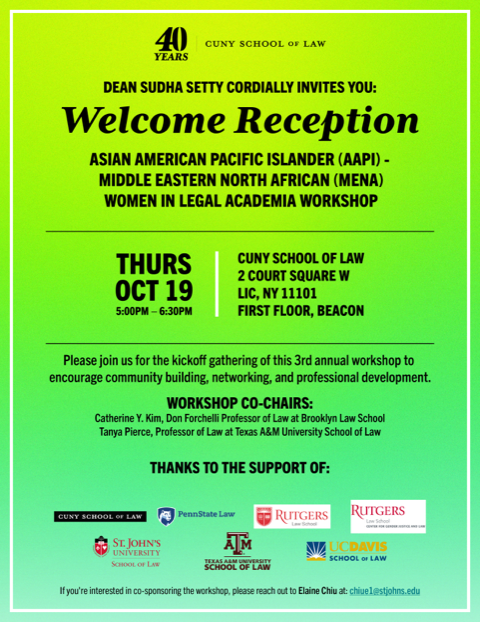 Flyer - Welcome Reception fro AAPI, MENA - Women in Academia - October 19