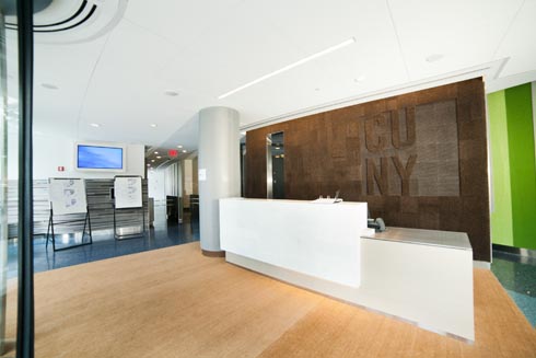 Entry to the Law School of front desk, the seats, digital sign and turnstiles to enter