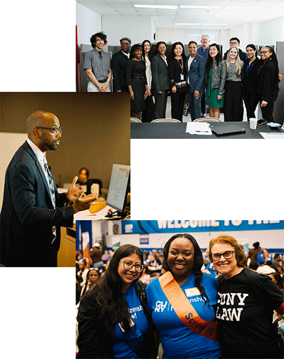 CUNY Law community at conferences, mentoring events, and orientation programs advancing innovation in public interest law.