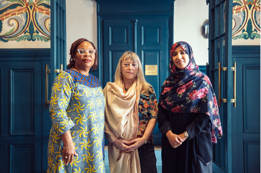 From left: Nobel Peace Prize laureates Leymah Gbowee, Jody Williams and Tawakkol Karman during a trip to visit displaced Ukrainian women. Photo credit: Nobel Women’s Initiative