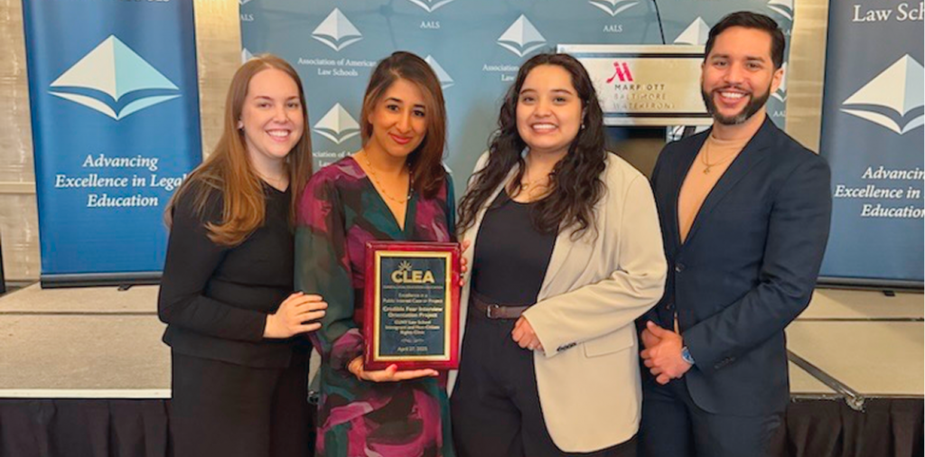 students and Prof. Nermeen Arastu accept the 2025 CLEA Award